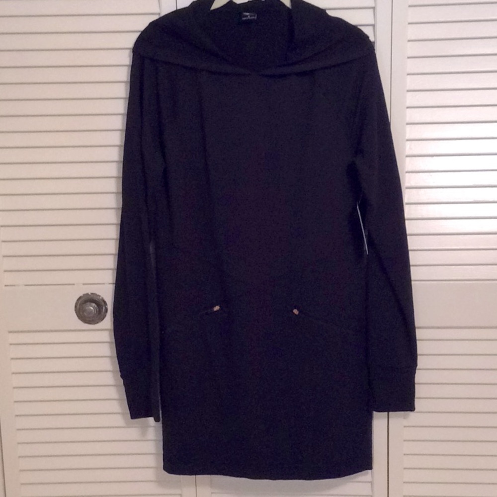 Copper Fit Black Hooded L/Sleeve Tunic Exercise Dress- Size S